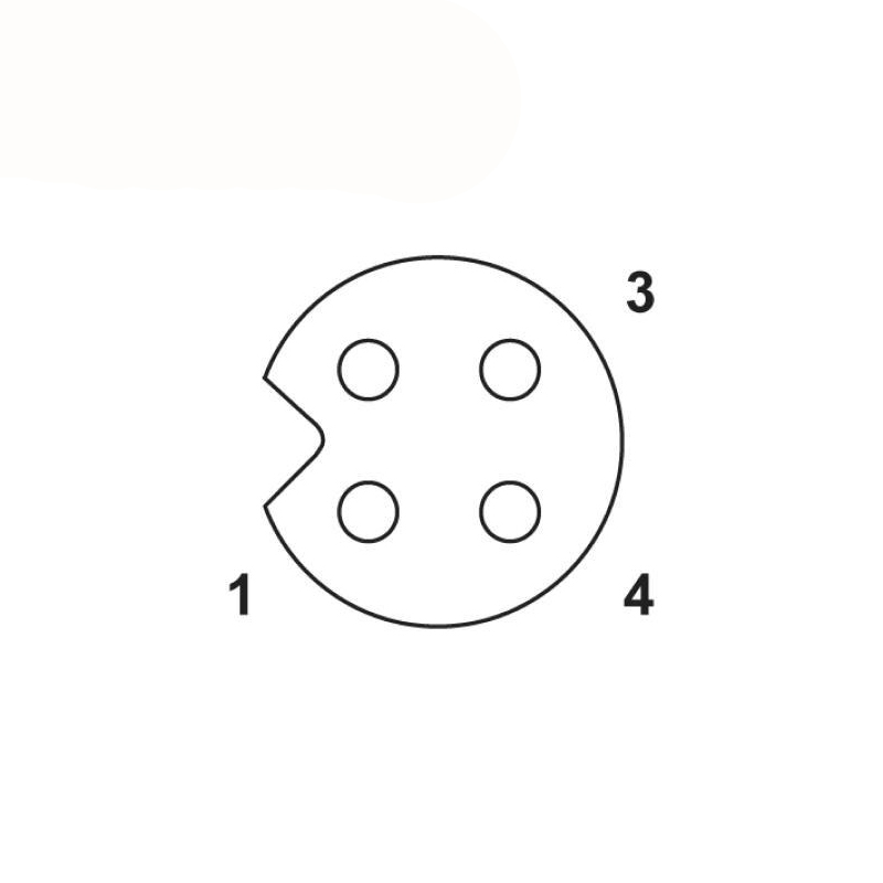 M5 4pins A code female straight cable,unshielded,PVC,-10°C~+80°C,26AWG 0.14mm²,brass with nickel plated screw